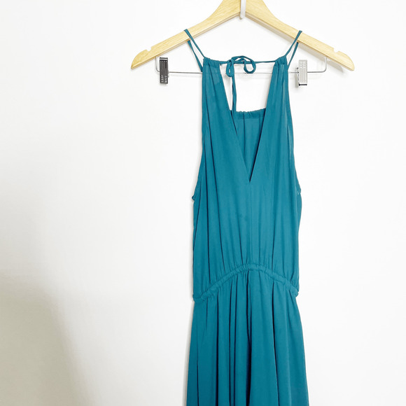 Lulus Essence of Style Teal Green Maxi Dress bridesmaid halter slit Womens S - Picture 5 of 7